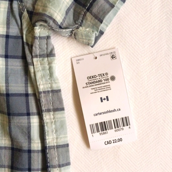 NEW oshkosh b'gosh plaid button down collared short sleeve shirt 2T boys - Picture 3 of 8